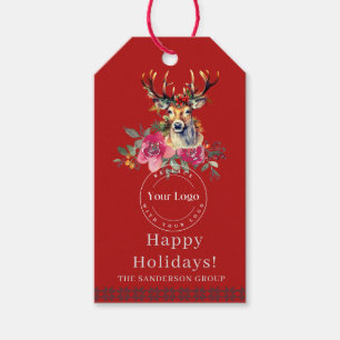 Prettige feestdagen Boho Zakelijk Logo Gift Label Cadeaulabel