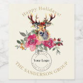 Prettige feestdagen Boho Zakelijke Logo Wijn Etiket (Enkel label)