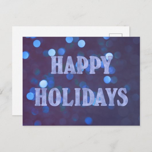 prettige feestdagen Bokeh Blue Briefkaart (Voorkant / Achterkant)