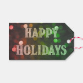 prettige feestdagen Bokeh Red en Green Cadeaulabel (Voorkant (Horizontaal))
