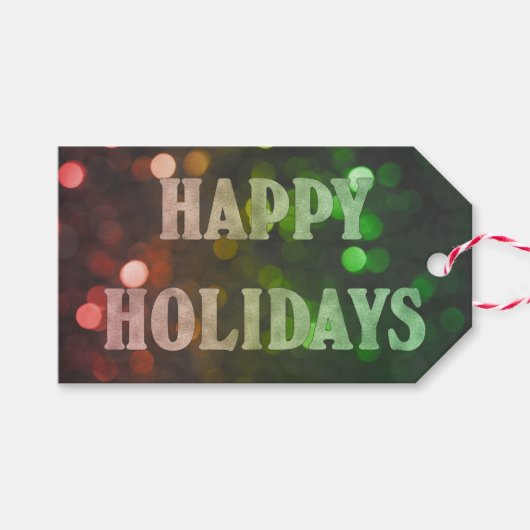 prettige feestdagen Bokeh Red en Green Cadeaulabel (Voorkant (Horizontaal))