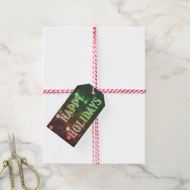 prettige feestdagen Bokeh Red en Green Cadeaulabel