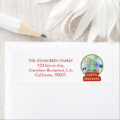 Prettige feestdagen Bold Typografie Rood en Wit Pl Etiket (Insitu)