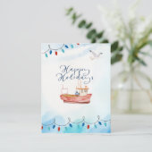 Prettige Feestdagen Boot Vakantiekaart Feestdagenkaart (Staand voorkant)