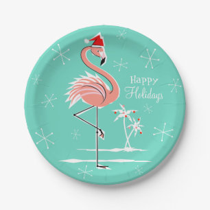 Prettige feestdagen bord Christmas Flamingo
