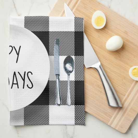 prettige feestdagen Bord op de buffelkoe keukentow Theedoek (Quarter Fold)