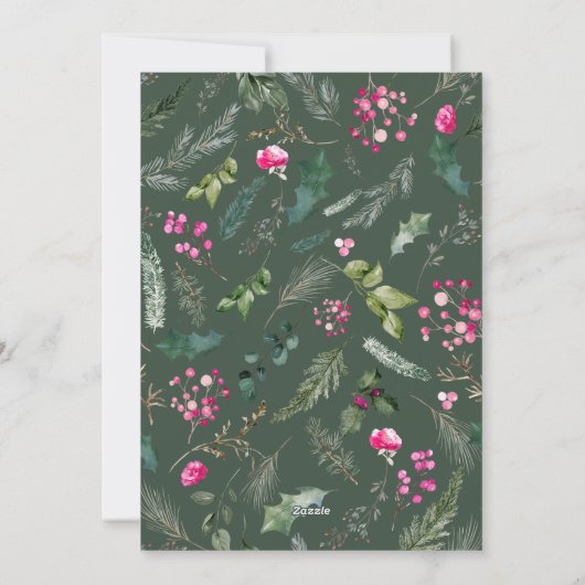 Prettige feestdagen Bos Groene Roze Botanische Boo Feestdagenkaart (Achterkant)