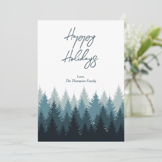 Prettige feestdagen Bosbomen rustiek Landschap Feestdagenkaart (Staand voorkant)