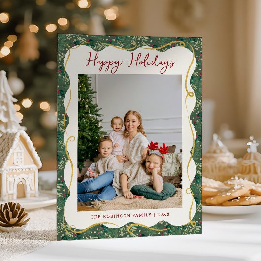 Prettige feestdagen Botanisch groen patroon Feestdagenkaart