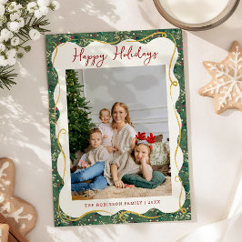 Prettige feestdagen Botanisch groen patroon Feestdagenkaart