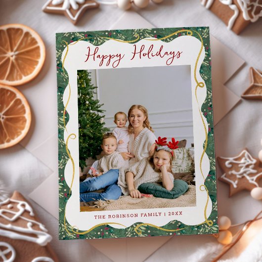 Prettige feestdagen Botanisch groen patroon Feestdagenkaart