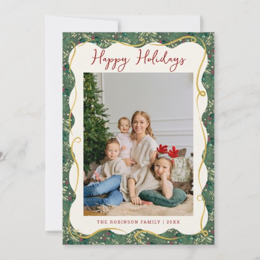 Prettige feestdagen Botanisch groen patroon Feestdagenkaart (Voorkant)