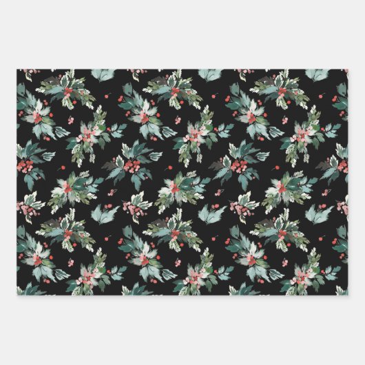 prettige feestdagen botanische berry Pattern Inpakpapier Vel (Voorkant 3)