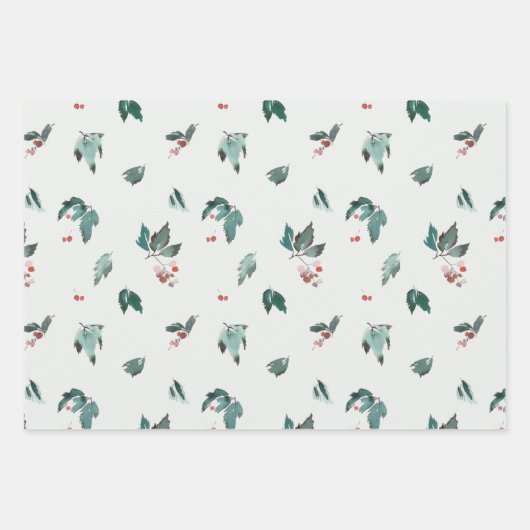 prettige feestdagen botanische berry Pattern Inpakpapier Vel (Voorkant 2)