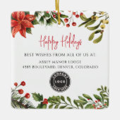 prettige feestdagen Botanische Business Logo kerst Keramisch Ornament (Voorkant)