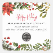 prettige feestdagen Botanische Business Logo kerst Vierkante Sticker (Voorkant)