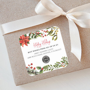 prettige feestdagen Botanische Business Logo kerst Vierkante Sticker