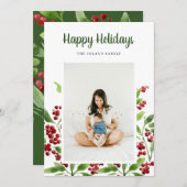 prettige feestdagen botanische foto van Berry Feestdagenkaart (Voorkant / Achterkant)