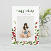 prettige feestdagen botanische foto van Berry Feestdagenkaart (Staand voorkant)