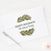 Prettige feestdagen Botanische gepersonaliseerde n Ronde Sticker (Envelop)