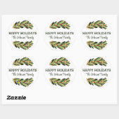 Prettige feestdagen Botanische gepersonaliseerde n Ronde Sticker (Vel)