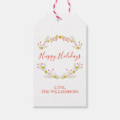 Prettige feestdagen Botanische kerstkrans Cadeaulabel (Voorkant)