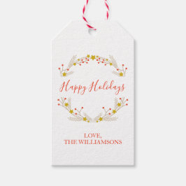 Prettige feestdagen Botanische kerstkrans Cadeaulabel