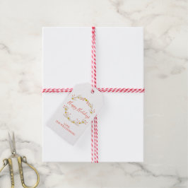 Prettige feestdagen Botanische kerstkrans Cadeaulabel