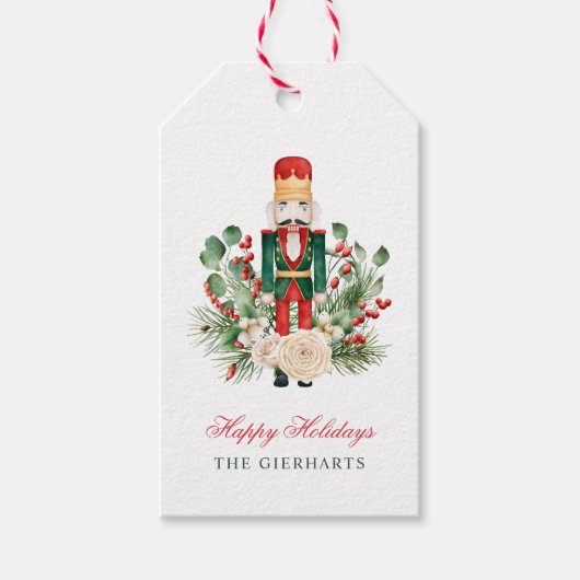 Prettige feestdagen Botanische Notenkraker Cadeaulabel (Voorkant)