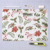 Prettige feestdagen Botanische Poinsettia Groen Tissuepapier (Craft)