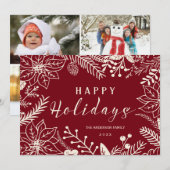 prettige feestdagen BOTANISCHE RODE EN WITTE FOTOK Feestdagenkaart (Voorkant / Achterkant)