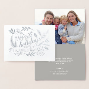 Prettige feestdagen Botanische takken Word Art Sil Folie Kaarten