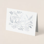 Prettige feestdagen Botanische takken Word Art Sil Folie Kaarten (Voorkant)