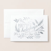 Prettige feestdagen Botanische takken Word Art Sil Folie Kaarten (Voorkant met envelop)