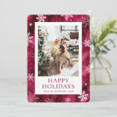 Prettige feestdagen Bourgogne? Snowflake Snow Foto Feestdagenkaart (Staand voorkant)