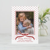 Prettige feestdagen Bow Polka Dot Feestdagenkaart (Staand voorkant)