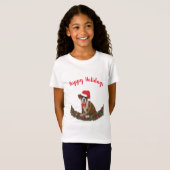prettige feestdagen Boxer Dog Santa Hat Cute T-shirt (Voorkant volledig)