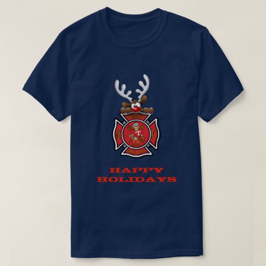 prettige feestdagen brandweer Reindeer Tremont T-shirt (Design voorkant)