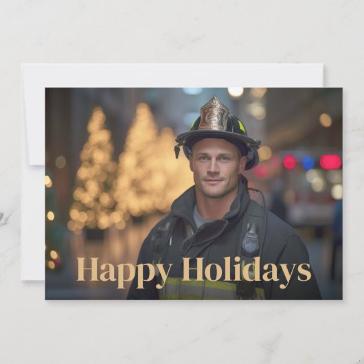 Prettige feestdagen Brandweerman foto eerste respo Feestdagenkaart (Voorkant)