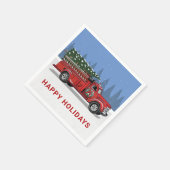 Prettige feestdagen brandweerwagen kerstboom Servet (Hoek)