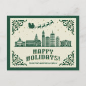 Prettige feestdagen Briefkaart Boston, MA Skyline (Voorkant)