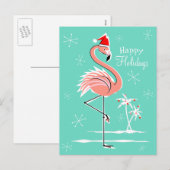 Prettige feestdagen briefkaart Christmas Flamingo (Voorkant / Achterkant)