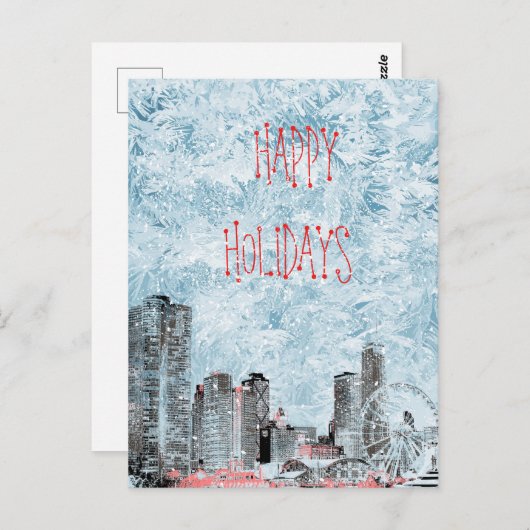 Prettige feestdagen Briefkaart De skyline van Chic (Voorkant / Achterkant)