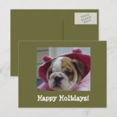 Prettige feestdagen Briefkaart Engelse Bulldog (Voorkant / Achterkant)