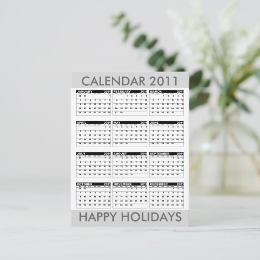 Prettige feestdagen Briefkaart Kalender 2011 (Staand voorkant)