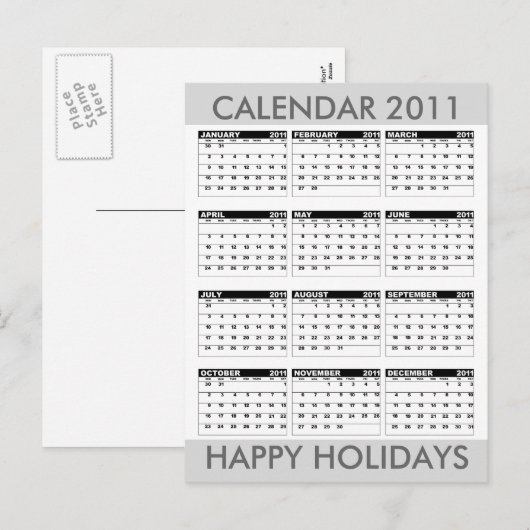Prettige feestdagen Briefkaart Kalender 2011 (Voorkant / Achterkant)