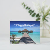 prettige feestdagen Briefkaart met Beach Resort Af (Staand voorkant)
