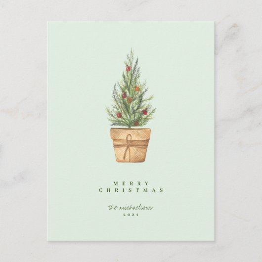 prettige feestdagen Briefkaart met groene kerstbom (Voorkant)