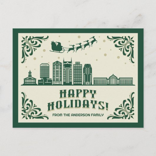 Prettige feestdagen Briefkaart Nashville, TN Skyli (Voorkant)