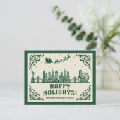 Prettige feestdagen Briefkaart New York City Skyli (Staand voorkant)